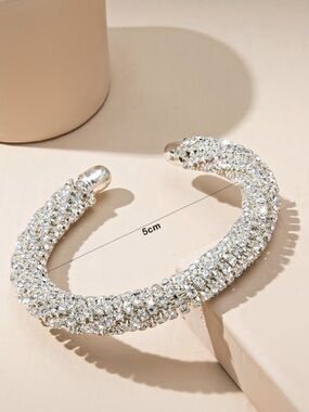 Crystal Rhinestone Cuff Bracelet in Silver